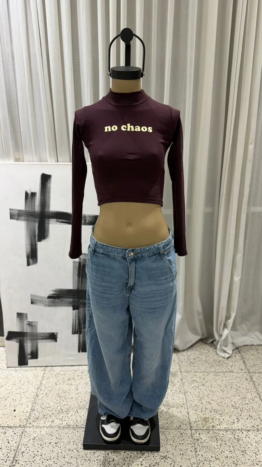 26/T87 - POLERA M/L " NO CHAOS " - RIBB ALGODON
