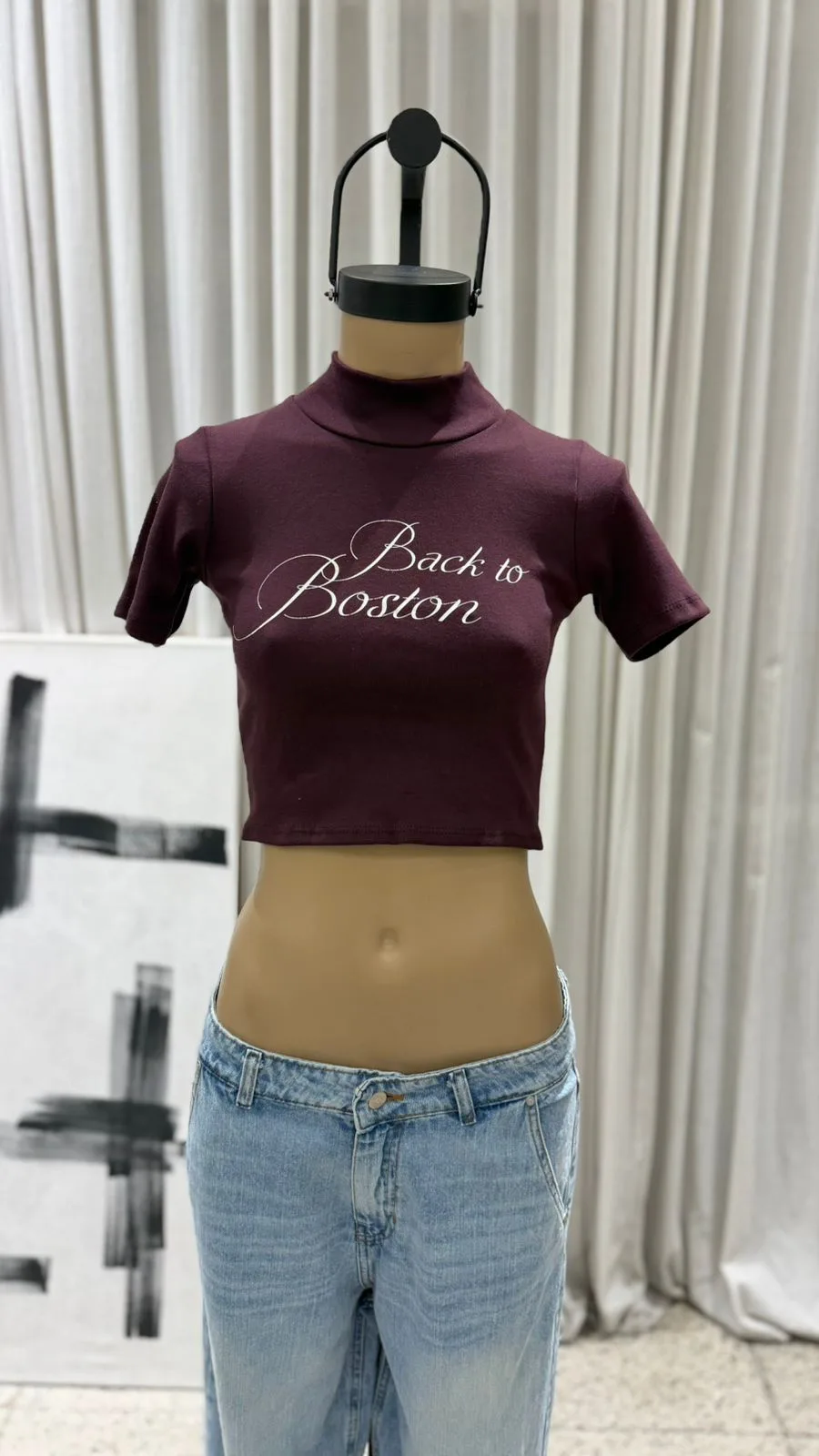 26/T90 - TOP M/C CROP "BOSTON" - RIBB ALGODON