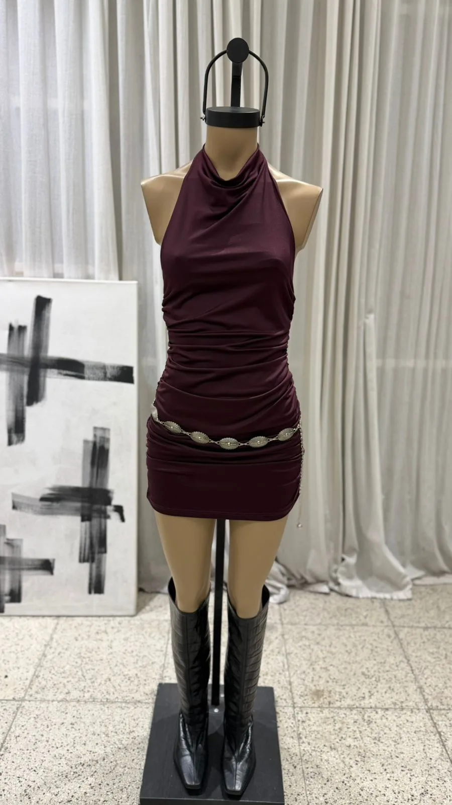 26/V36 - VESTIDO HALTER S/ESPALDA - MICROFIBRA
