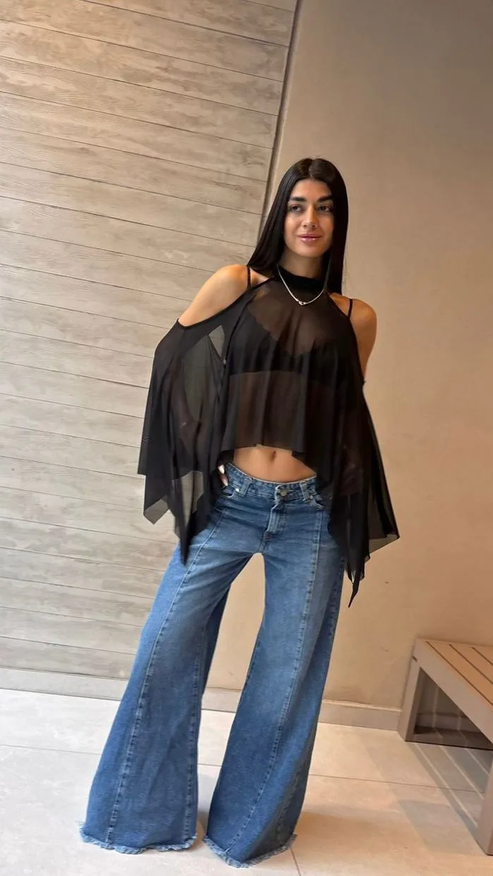 26/T106 - TOP CHOKER MANGAS COLGANTES MURCIELAGO - MICROTUL