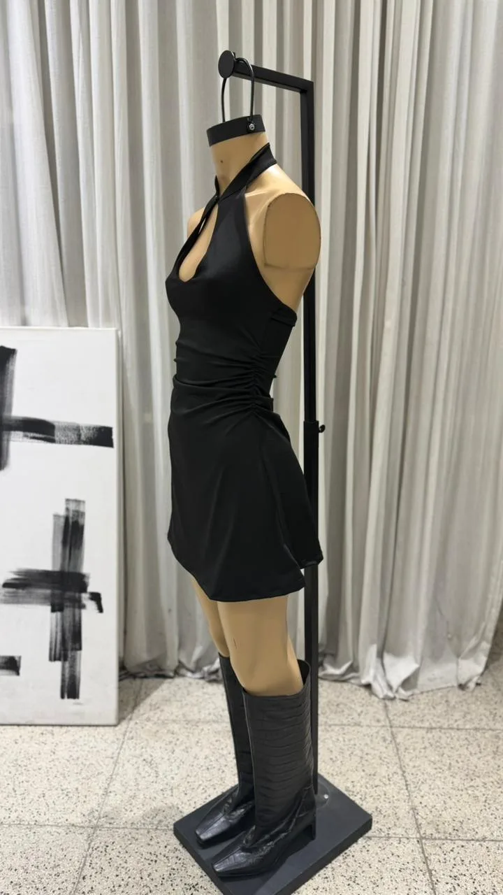 26/V55 - VESTIDO HALTER S/ESP FRUNCE CUELLO MAO - MICROFIBRA - Imagen 6