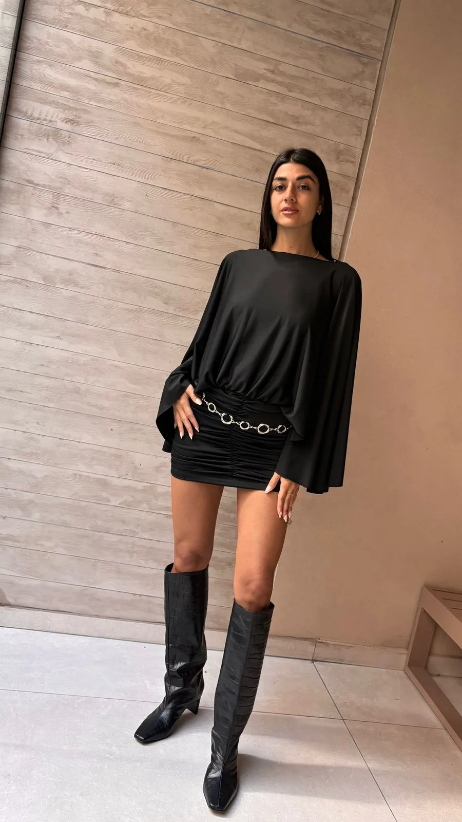 26/V33 - VESTIDO MANGA MURCIELAGO S/ ESPALDA - MICROFIBRA