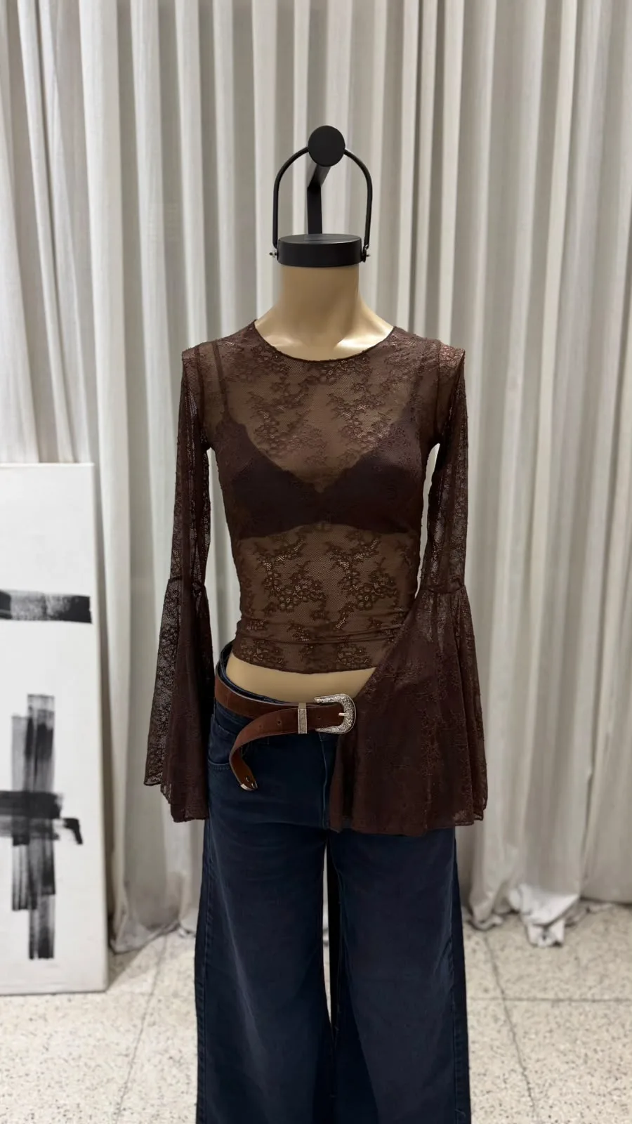 26/T186 - TOP M/L MANGA OXFORD - ENCAJE