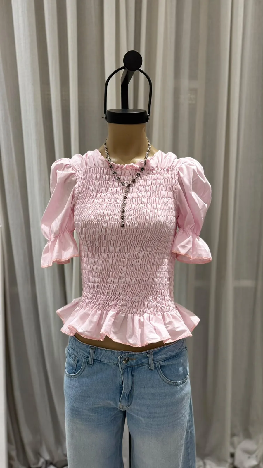 26/T214 - TOP M/C PRINCESA NIDO DE ABEJA - POPLIN