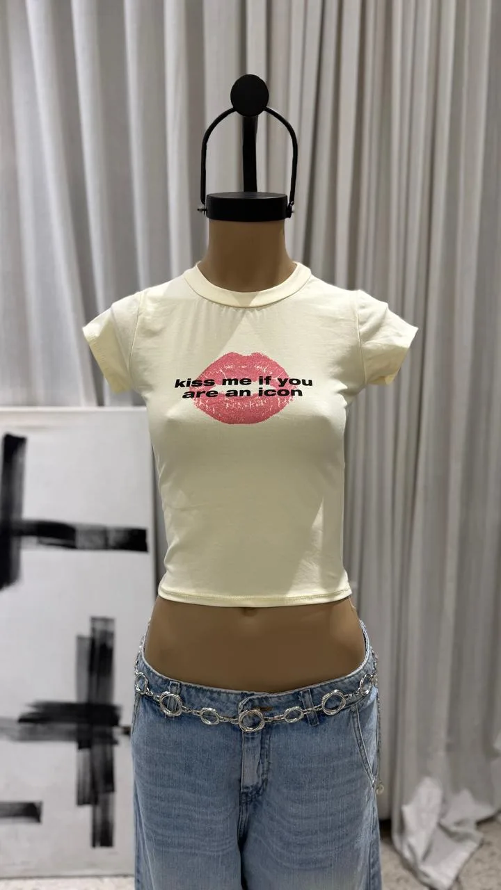 26/T300 - TOP M/C "KISS ME" GLITTER - ALGODON LYCRA - Imagen 5