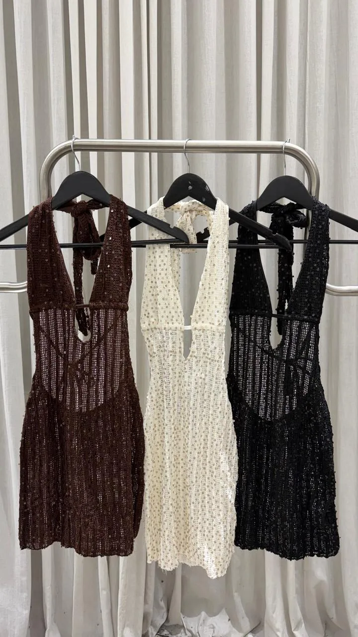 26/V105 - VESTIDO ESCOTE MARILYN - LENTEJUELAS SEQUINS - Imagen 4