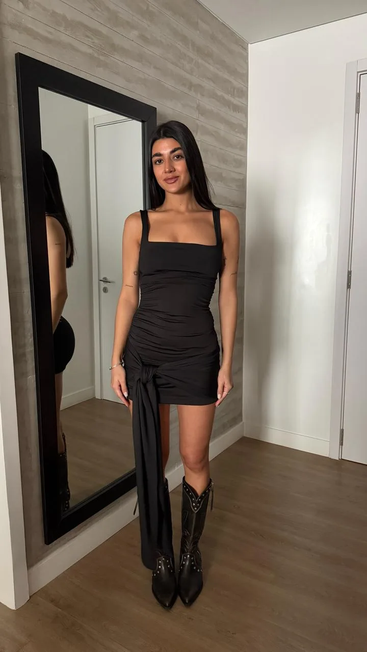 26/V103 - VESTIDO ESCOTE CUADRADO FRUNCE PAREO - MICROFIBRA - Imagen 5