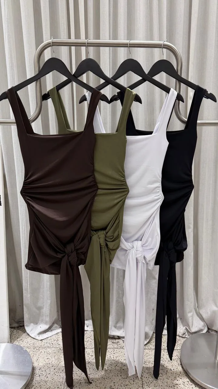 26/V103 - VESTIDO ESCOTE CUADRADO FRUNCE PAREO - MICROFIBRA - Imagen 4