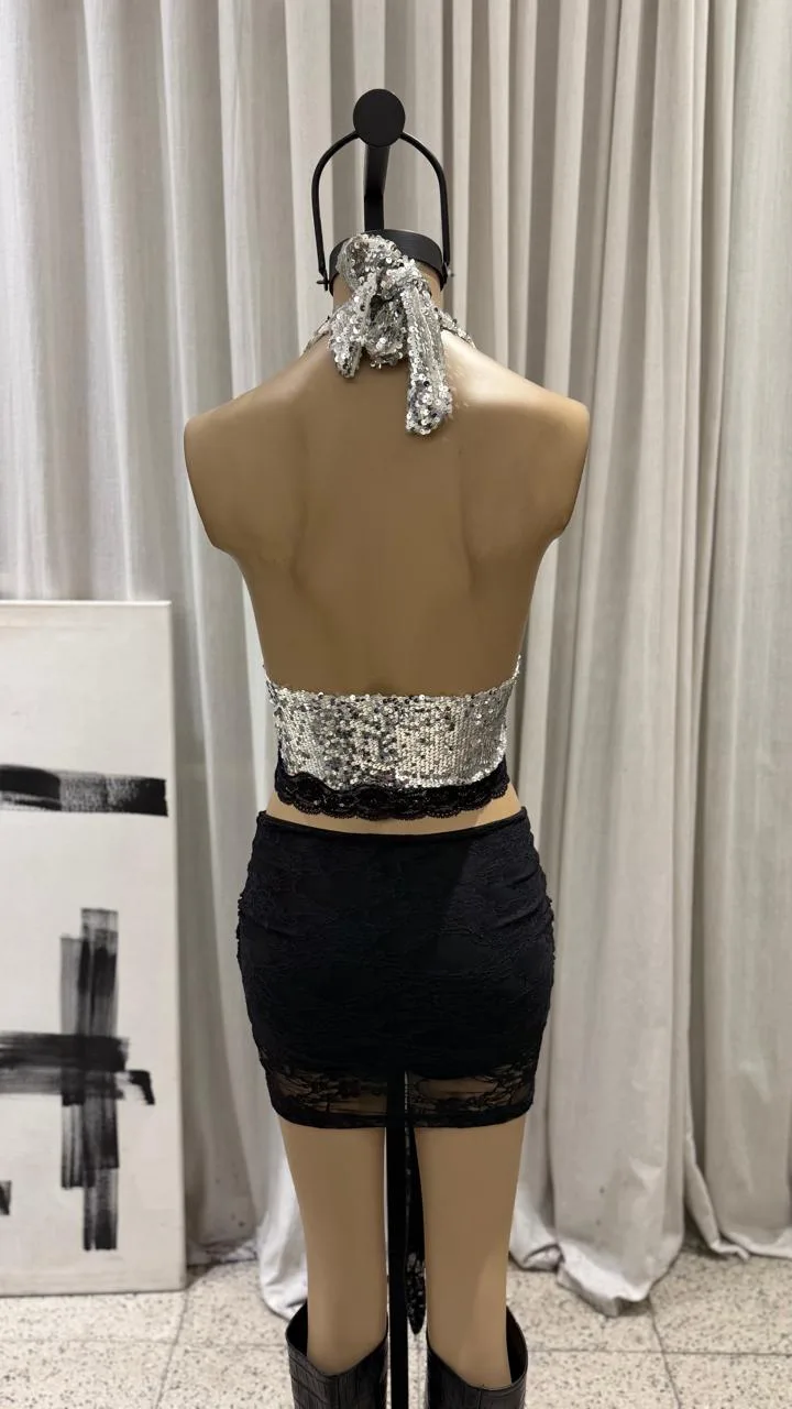 26/T335 - TOP MARILYN PUNTILLA BUSTO Y CINTURA - LENTEJUELAS ARIANE - Imagen 7