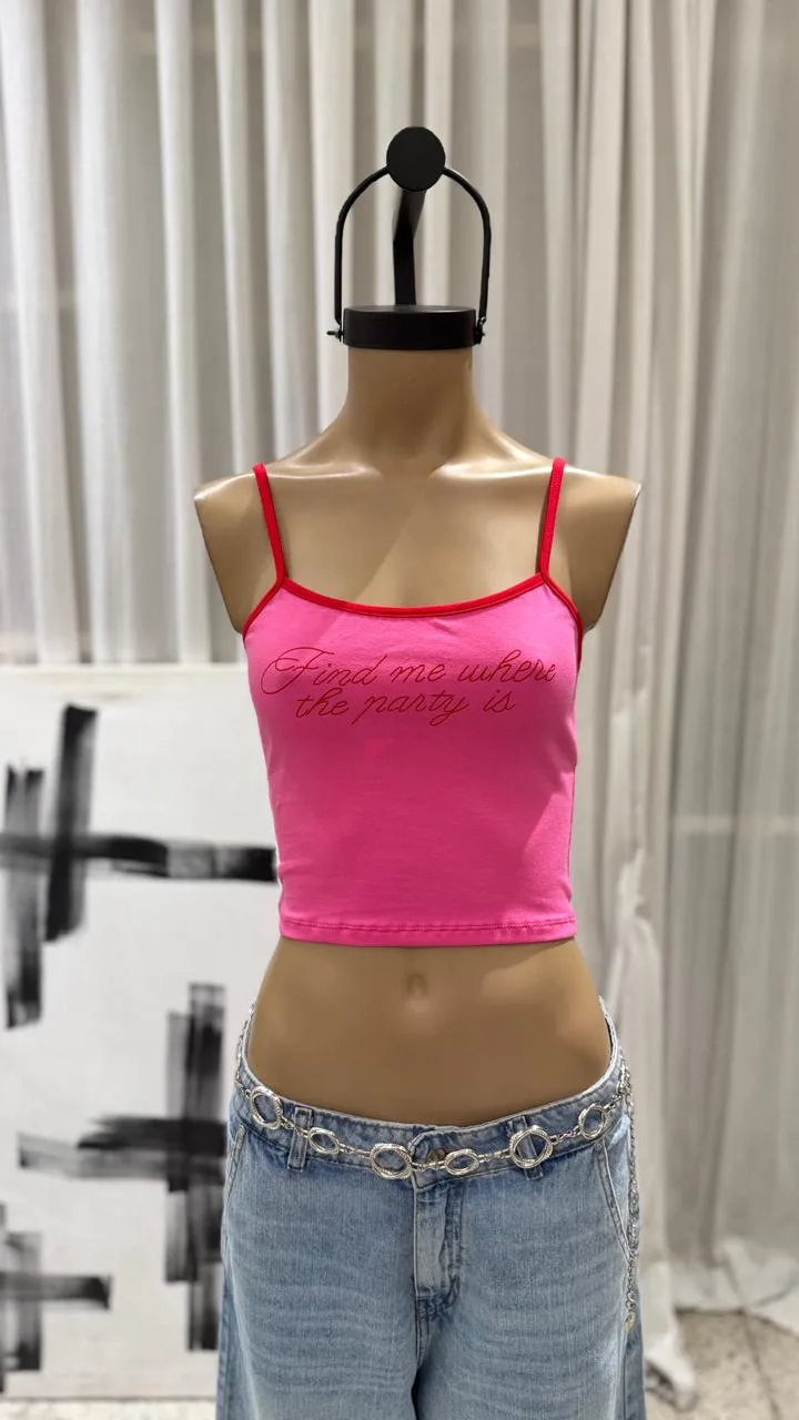 26/T320 - TOP CROP TIRITA CONTRATONO "PARTY" - ALGODON LYCRA