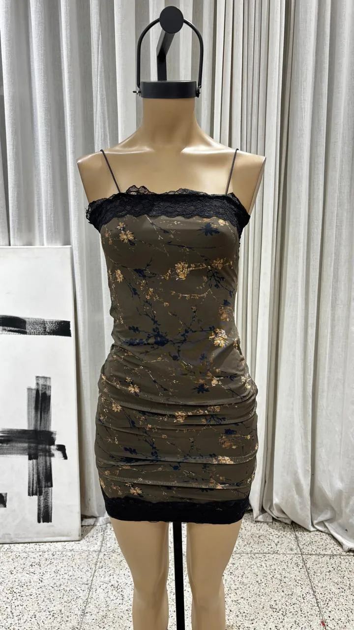 26/V124 - VESTIDO RECTO CORDON CON PUNTILLA - MICROTUL SUBLIMADO - Imagen 3