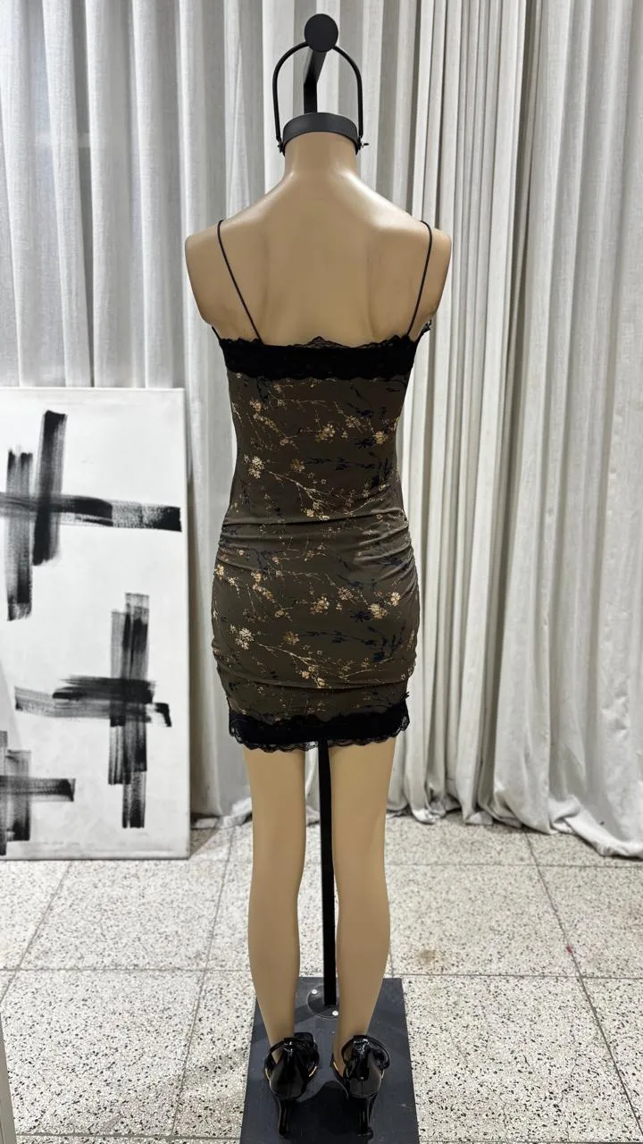 26/V124 - VESTIDO RECTO CORDON CON PUNTILLA - MICROTUL SUBLIMADO - Imagen 5